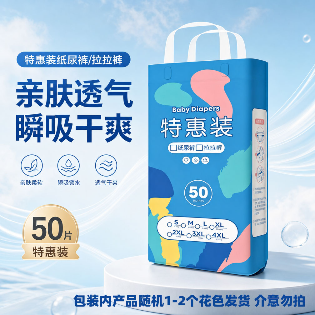 特惠50片纸尿裤拉拉裤新生婴幼儿0-12个月宝宝尿不湿代发S-4XL