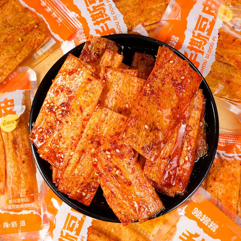 湖南特产手撕豆皮特产麻辣小吃网红辣条平江香辣怀旧休闲零食小包