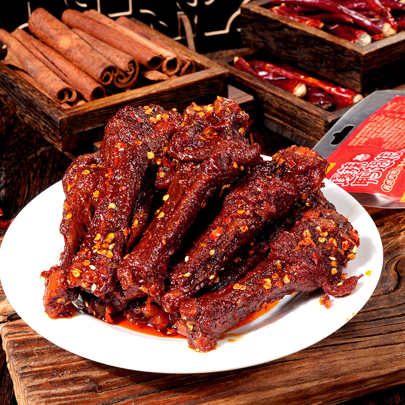 馋小乖爆辣鸭翅根卤味鸭腿零食香辣湖南特产短保熟食小吃