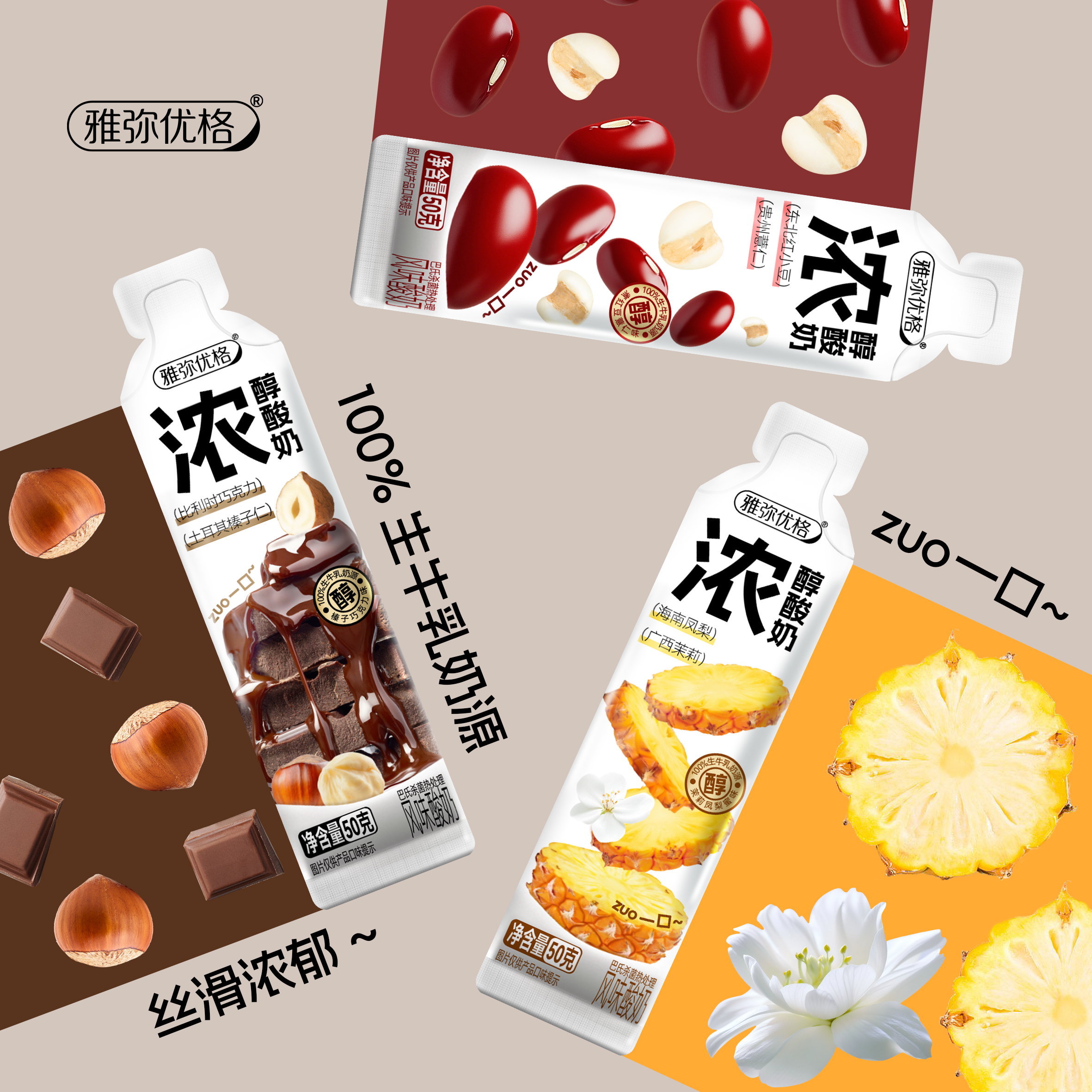 【条状酸奶主推】巧克力榛子仁红豆凤梨茉莉多种水果口味条状酸奶