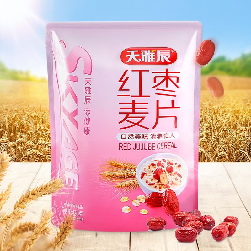 【天雅辰红枣麦片420克】谷物制品自然美味健康早餐适用人群广泛