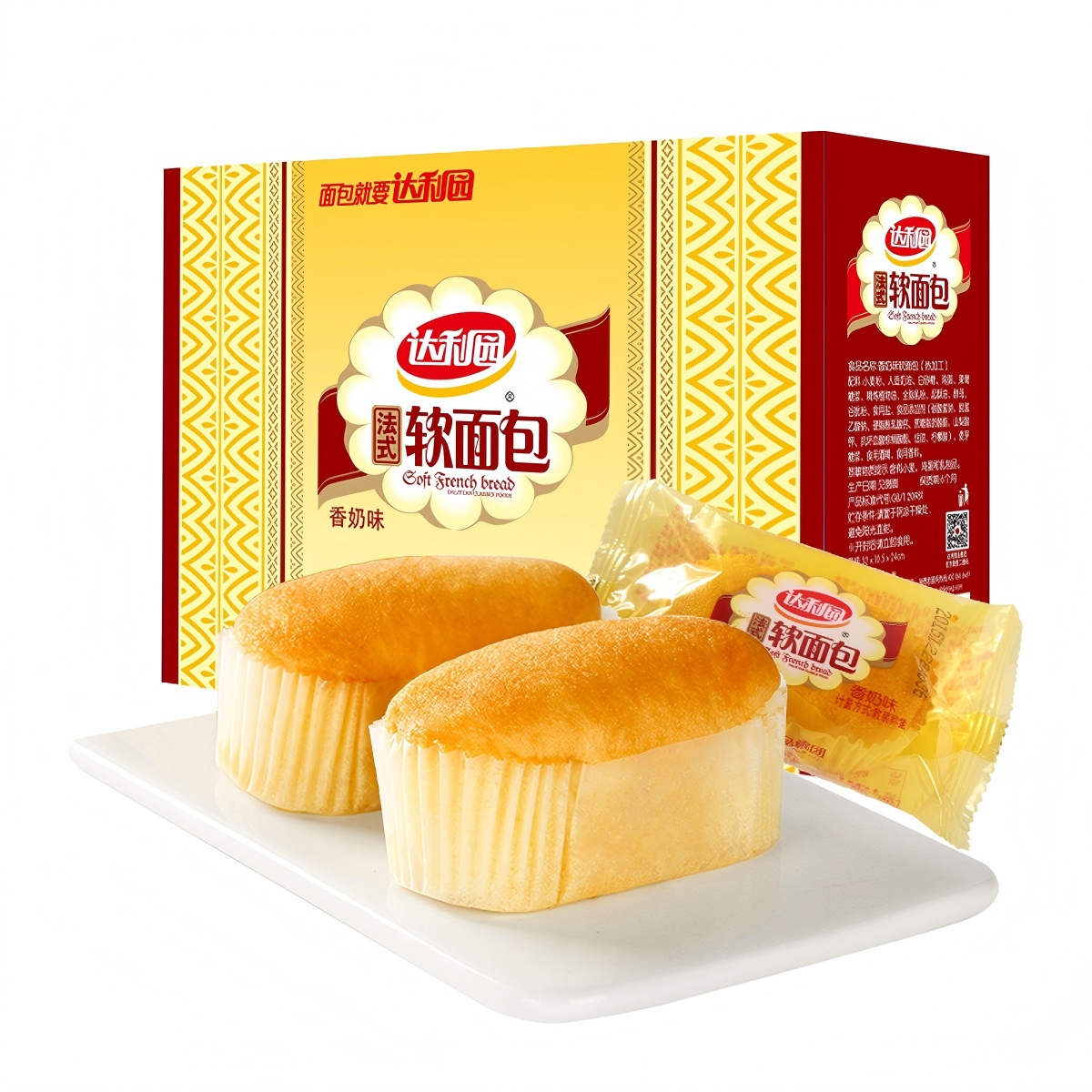 【达利园软面包香奶味香橙味600g】法式早餐点心零食学生营养