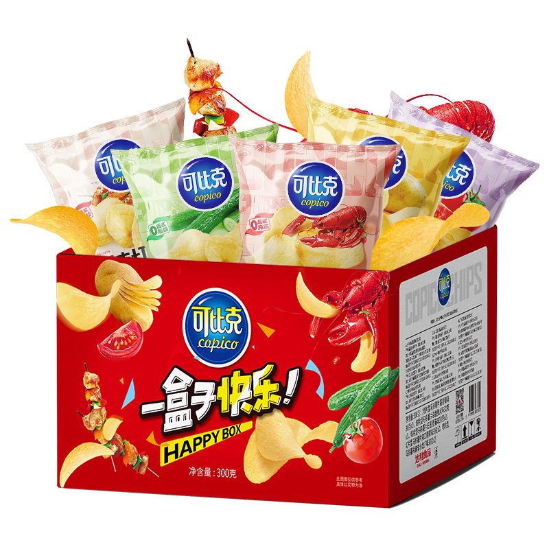 【可比克薯片礼盒300克】休闲零食多种口味组合全家共享美味时刻