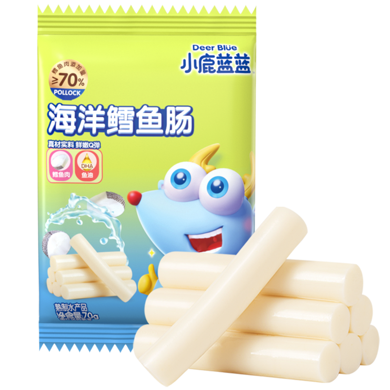 小鹿蓝蓝鳕鱼肠量贩400g鳕鱼肉肠即食火腿肠
