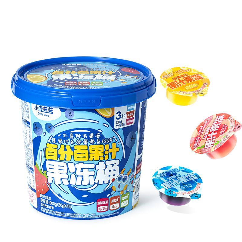 小鹿蓝蓝百分百果汁果冻桶多口味独立包装果冻