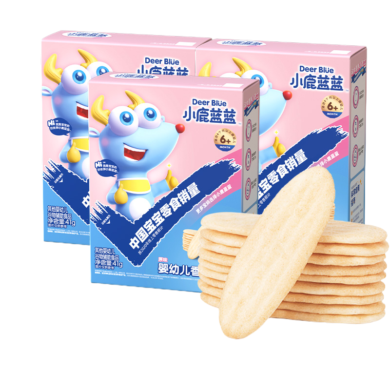 小鹿蓝蓝婴儿米饼多口味宝宝零食辅食儿童磨牙饼干41g