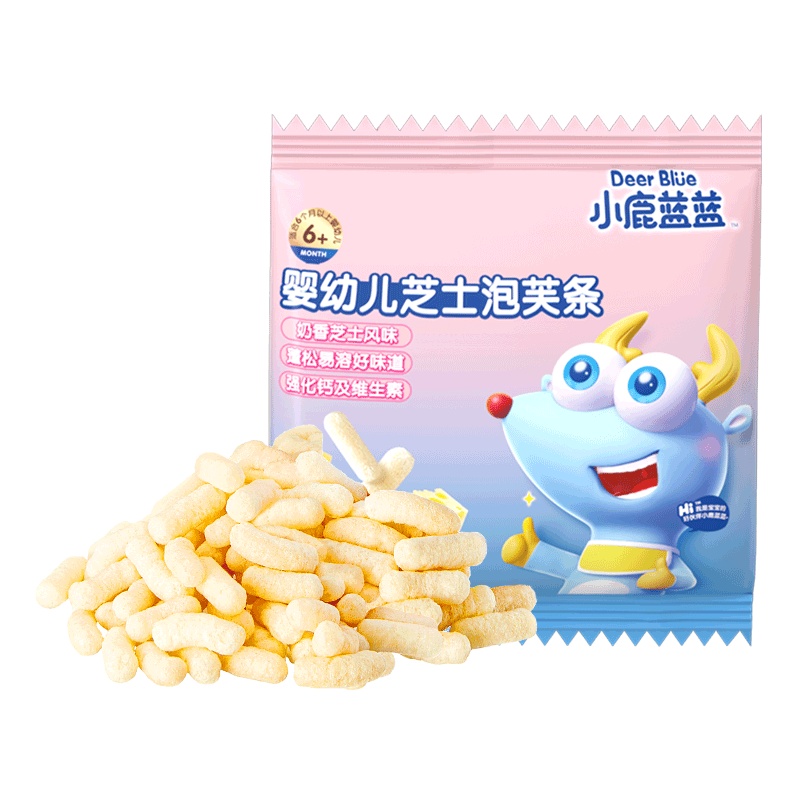 官方正品小鹿蓝蓝袋装泡芙球谷物零食手指泡芙条