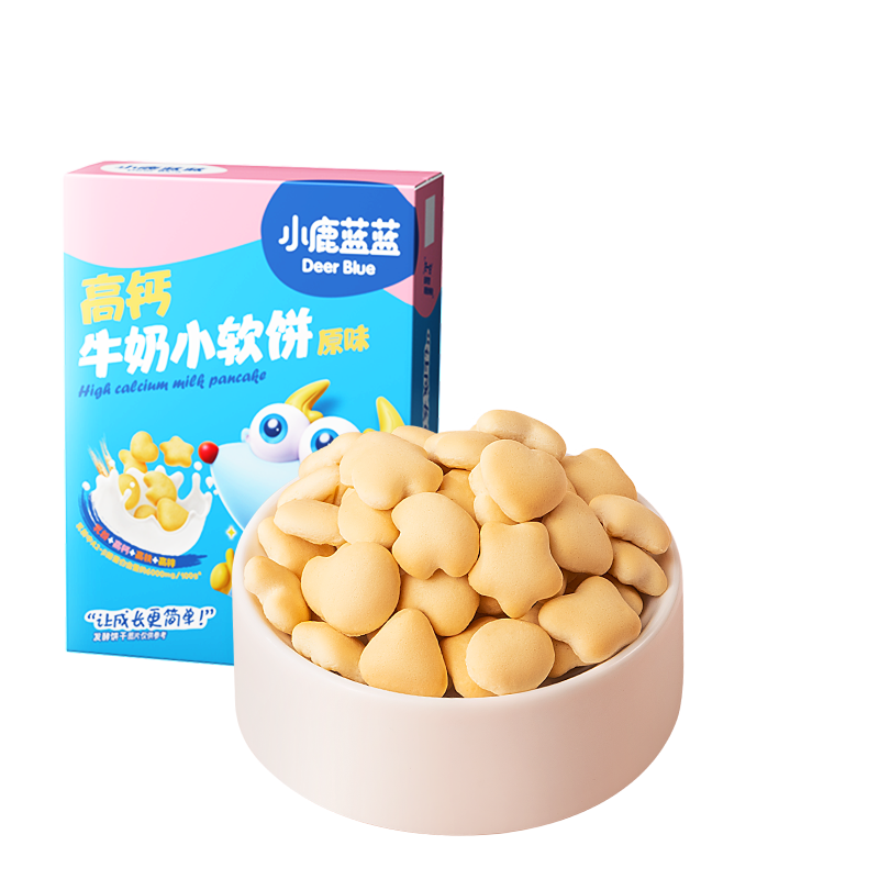 小鹿蓝蓝高钙牛奶小软饼三大零添加饼干零食