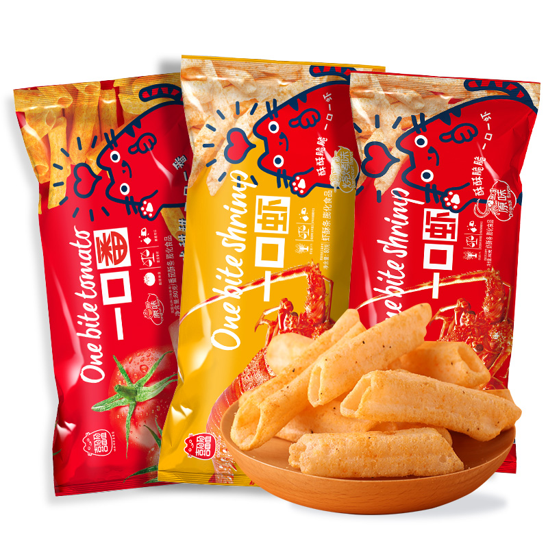 【80g一大袋】喜盈盈一口番 番茄味酥条追剧网红小零食推荐