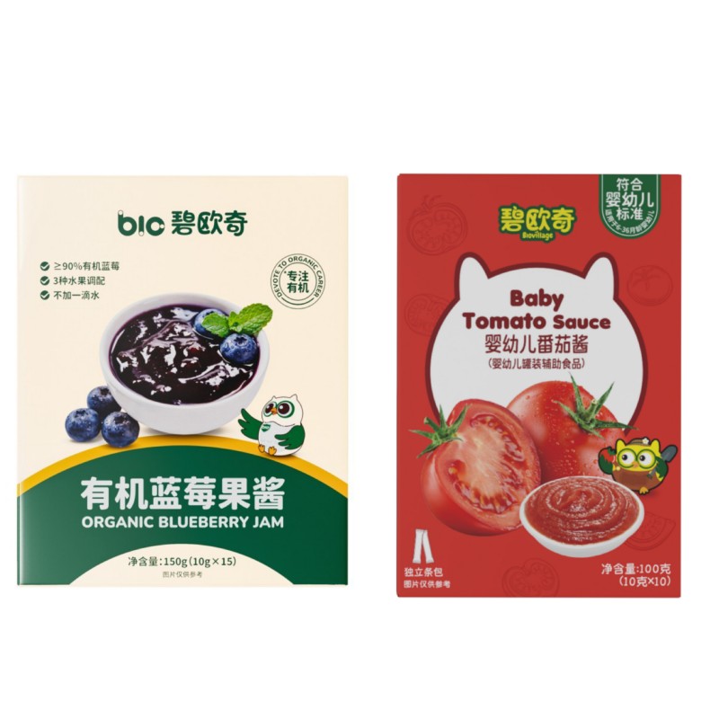 【0添加,安心吃】碧欧奇婴标果酱番茄酱100g/有机蓝莓果酱150g