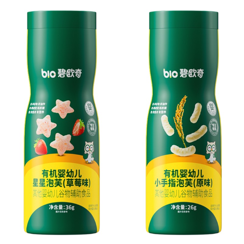 碧欧奇高钙有机婴标泡芙原味/草莓味