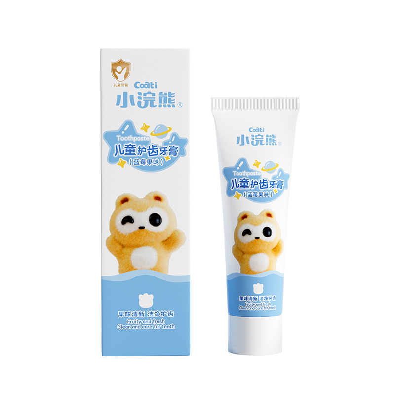 小浣熊儿童护齿牙膏水果味宝宝换牙期牙膏草莓香橙味乳牙口腔清洁